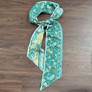 Talbots 100% Silk Green Yellow Scarf Neck Tie Purse Bag Tie Accessory